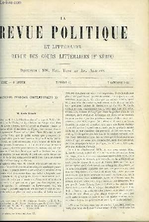 Bild des Verkufers fr LA REVUE POLITIQUE ET LITTERAIRE 6e ANNEE - 1er SEMESTRE N15 - LOUIS ULBACH PAR E. R., LE CHRISTIANISME DANS LES PROPHETES PAR ERNEST HAVET, LA CORSE PAR TOUSSAINT MALASPINA zum Verkauf von Le-Livre