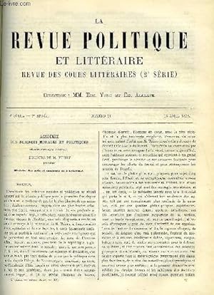 Seller image for LA REVUE POLITIQUE ET LITTERAIRE 7e ANNEE - 2e SEMESTRE N41 - ACADEMIE DES SCIENCES MORALE ET POLITIQUES, LES POETES DE LA REVOLUTION PAR CH. LENIENT for sale by Le-Livre