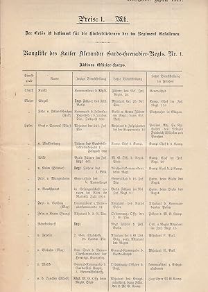 Rangliste des Kaiser Alexander Garde-Grenadier-Regiments Nr 1 : Aktives Offizier-Korps [Ausgabe A...