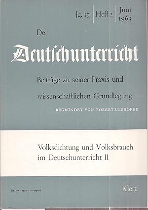 Bild des Verkufers fr 15.Jahrgang 1963, Heft 2 zum Verkauf von Clivia Mueller