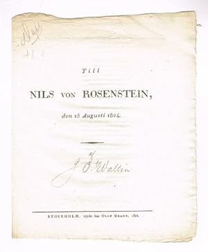 Immagine del venditore per Till Nils von Rosenstein, den 15 augusti 1824. venduto da Hatt Rare Books ILAB & CINOA