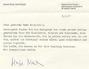 Typed letter signed in full to Dutch collector Peter Michielsen