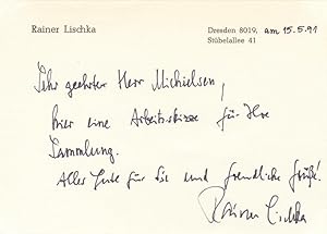 Autograph letter signed to Dutch collector Peter Michielsen