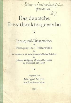 Das deutsche Privatbankiergewerbe. Dissertation