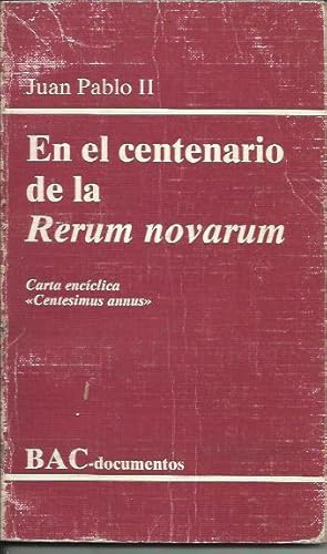 Imagen del vendedor de En el Centenario de la Rerum Novarum : Carta Enciclica Centesimus An a la venta por Livro Ibero Americano Ltda