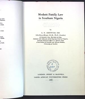 Seller image for Modern Family Law in Southern Nigeria; for sale by books4less (Versandantiquariat Petra Gros GmbH & Co. KG)