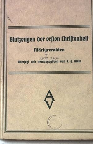 Imagen del vendedor de Blutzeugen der ersten Christenheit. a la venta por books4less (Versandantiquariat Petra Gros GmbH & Co. KG)
