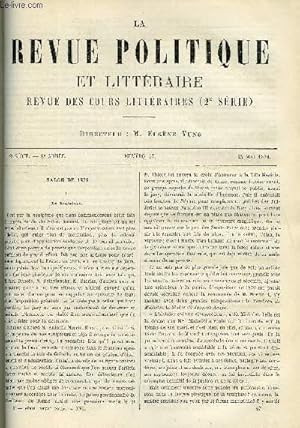 Seller image for LA REVUE POLITIQUE ET LITTERAIRE 8e ANNEE - 2e SEMESTRE N47 - SALON DE 1879 - LA SCULPTURE PAR CHARLES BIGOT, LA LANGUE ET LA LITTERATURE SANSCRITE PAR PAUL REGNAUD, LE TEXTE DES PENSEES DE PASCAL PAR ERNEST HAVET, REVUES ETRANGERES PAR A. B. for sale by Le-Livre