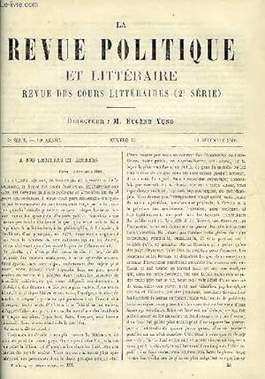 Seller image for LA REVUE POLITIQUE ET LITTERAIRE 10e ANNEE - 1er SEMESTRE N24 - L'OPINION PUBLIQUE EN FRANCE ET LA POLITIQUE EXTIEURE PAR JOSEPH REINACH, BRET HARTE PAR LEO QUESNEL, LA CATHEDRALE DE CAMBRAI PAR GEORGES DE NOUVION for sale by Le-Livre