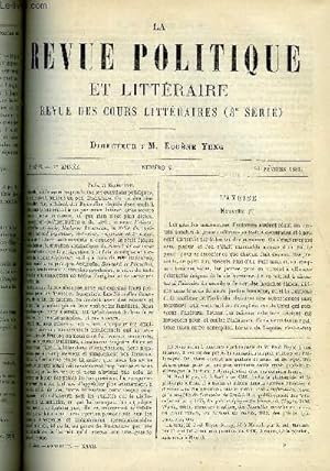 Seller image for LA REVUE POLITIQUE ET LITTERAIRE 1er ANNEE - 1er SEMESTRE N9 - L'ANESSE PAR PAUL HEYSE, LE 18 FRUCTIDOR PAR LE COLONEL JUNG, CONTES POPULAIRES DE LA GRECE MODERNE PAR CH. GIDEL, DEUX ROMANCIERS RUSSES PAR JEAN FLEURY for sale by Le-Livre