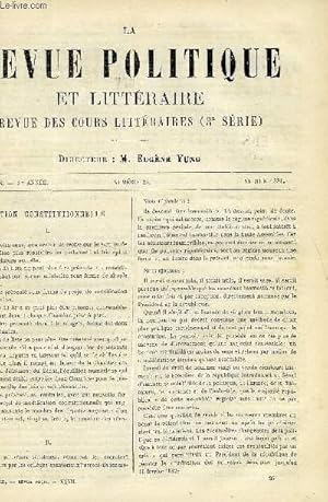 Imagen del vendedor de LA REVUE POLITIQUE ET LITTERAIRE 1er ANNEE - 1er SEMESTRE N25 - LE VOTE DU SENAT SUR LE SCRUTIN DE LISTE PAR JOSEPH REINACH, LES TROUBLES DANS LA PROVINCE D'ORAN PAR ***, LE FILS DE CORNEILLE PAR PAUL DELAIR, LA HAVANE DE QUATRELLES, DANIEL DEFOE a la venta por Le-Livre