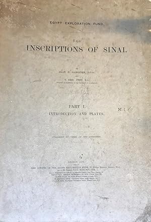 Seller image for The Inscriptions of Sinai. Part I: Introduction and Plates. for sale by FOLIOS LIMITED