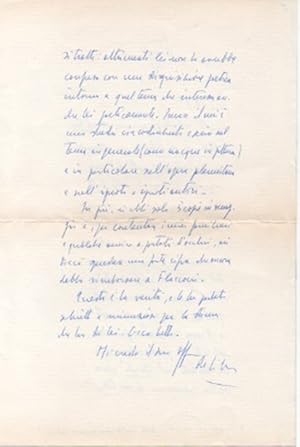 Imagen del vendedor de Lettera autografa firmata. Datata 15 maggio 1959, Roma a la venta por Libreria Antiquaria Pontremoli SRL