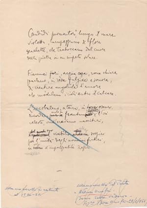 Testo poetico autografo. Non datato, [1920-21?]