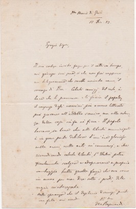 Lettera autografa firmata inviata ad un signore. Datata 17 dicembre 1883