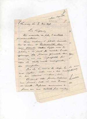 Lettera autografa firmata, datata Pescia (località Marsalla) 2 novembre 1947, indirizzata al gior...