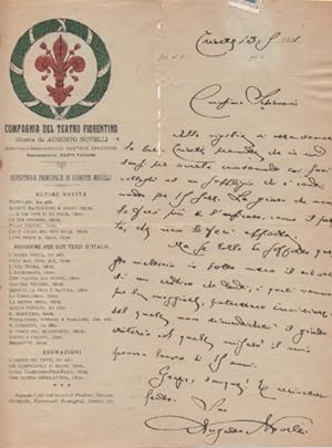 Bild des Verkufers fr Lettera autografa firmata, datata Trieste 13 settembre 1921, inviata allo scrittore Attilio Schiavoni. zum Verkauf von Libreria Antiquaria Pontremoli SRL