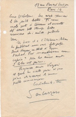 Lettera autografa firmata, non datata scritta da Parigi (13 Ernest Cresson), inviata al critico l...