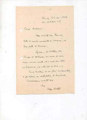 Lettera autografa firmata, datata 24 novembre 1948 - Roma, inviata a Roberto Ortolani - Garzanti