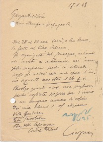 Cartolina postale viaggiata, autografa firmata, datata 17 maggio 1948, inviata a [Roberto Ortolan...