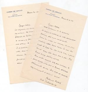 Due lettere autografe firmate, datate 15 agosto 1950 e 20 ottobre 1951 - Roma, inviate a [Roberto...