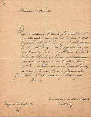 Lettera autografa firmata, datata 18 marzo 1830 - Torino, inviata ad una contessa.