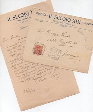 Lettera autografa firmata, datata 24 aprile 1904 - Genova, inviata a Giuseppe Cauda