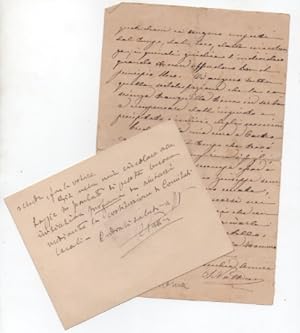1 lettera e 1 biglietto autografi firmati, datati 1879 e 1918, inviati all'amico Alfredo