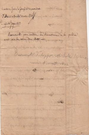 Lettera autografa firmata "Mag", datata 8 giugno 1837 - Parigi, inviata ad un amico