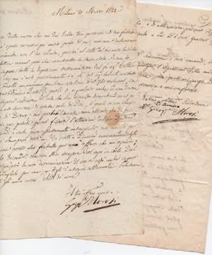 2 lettere con firma autografa. Una datata 24 febbraio 1819 - Milano, inviata a Giovanni Fabbroni ...