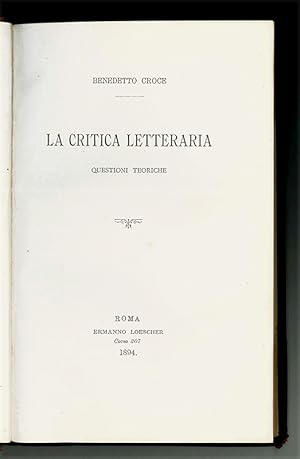 La critica letteraria. Questioni teoriche