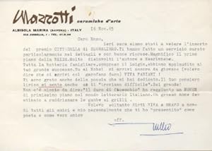 Lettera dattiloscritta con firma autografa indirizzata a Enzo Fabiani. Datata 16 novembre 1965