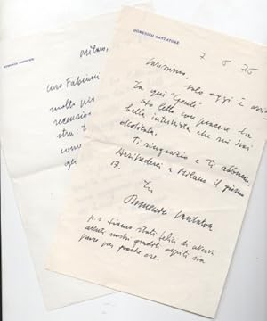 2 lettere autografe firmate inviate al poeta e giornalista Enzo Fabiani. Datate: 1976 e 1983,