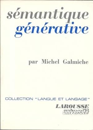 Image du vendeur pour La semantique generative (Langue et langage) (French Edition) mis en vente par Works on Paper