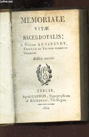 Seller image for MEMORIALE VITAE SACERDOTALIS / EDITIO RECENS for sale by Le-Livre