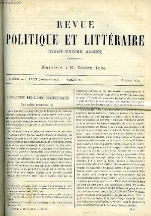 Seller image for LA REVUE POLITIQUE ET LITTERAIRE 4e ANNEE - 1er SEMESTRE N15 - L'EVOLUTION RELIGIEUSE PAR E. DE PRESSENSE, AMOUR DE GARNISON PAR CHARLES EPHEYRE, LES BOUSINGOTS PAR C. LENIENT, DIDEROT CRITIQUE MUSICAL CHAPITRE V PAR TH R. for sale by Le-Livre