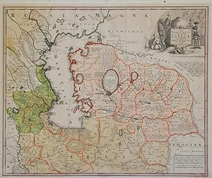 Bild des Verkufers fr Nova Maris Caspii et Regionis Usbeck Cum Provineis adjacentibus vera Delineatio in qua itinera Regia et alia notabiliora accurate denotantur (map of Uzbekistan, northern Persia / Iran, the Caspian Sea, Armenia, Georgia, and part of southern Russia) zum Verkauf von Cole & Contreras / Sylvan Cole Gallery