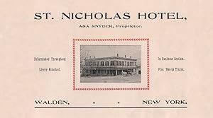 Historic Advertising Print: St. Nicholas Hotel. Walden, Orange County, NY