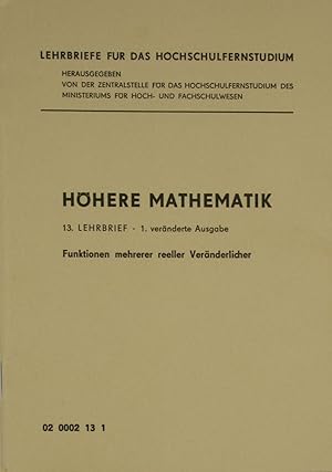 Immagine del venditore per Hhere Mathematik. Funktionen mehrerer reeller Vernderlicher (13. Lehrbrief)., venduto da Versandantiquariat Hbald