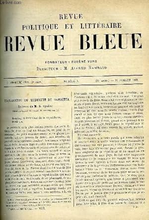 Seller image for LA REVUE POLITIQUE ET LITTERAIRE 8e ANNEE - 2e SEMESTRE N2 - INAUGURATION DU MONUMENT DE GAMBETTA PAR E. SPULLER, LA DOUEE DE PLOUBANEUC PAR PAUL DYS, LES DROITS D'ENTREE SUR LES VINS PAR E.FOURNIER DE FLAIX, LE SURMENAGE DES ECOLIERS PAR CHARLES BIGOT for sale by Le-Livre