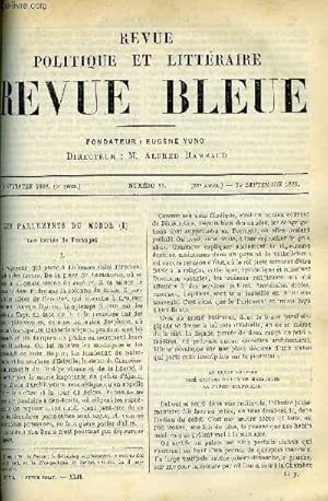 Immagine del venditore per LA REVUE POLITIQUE ET LITTERAIRE 8e ANNEE - 2e SEMESTRE N13 - LES CORTES DE PORTUGAL, L'ENFANT PAR JEANNE MAIRET, L'EMPEREUR GUILLAUME 1er PAR ARVEDE BARINE, LA MONARCHIE FRANQUE PAR FUSTEL DE COULANGES, BRIZEUX PAR N. QUELLIEN venduto da Le-Livre