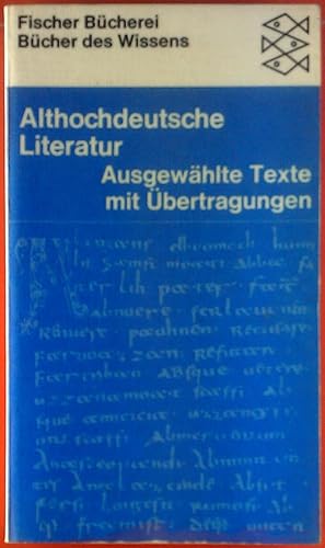 Bild des Verkufers fr Althochdeutsche Literatur. Ausgewhlte Texte mit bertragungen. zum Verkauf von biblion2