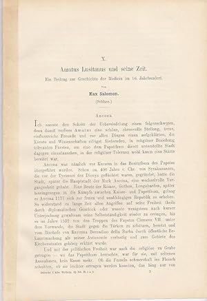 Amatus Lusitanus und seine Zeit. Ein Beitrag zur Geschichte der Medicin im 16. Jahrhundert. IN: Z...