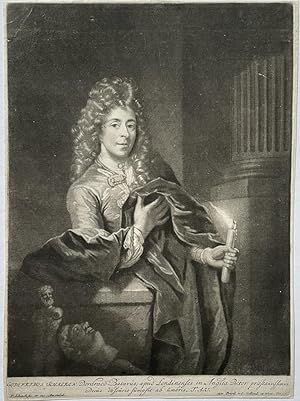 Antique Mezzotint ca 1700 - Portrait of Painter Godfried Schalcken - P. Schenk, published ca 1700...