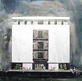 Design for a Monumental Building with Three Diptych Murals, Los Angeles, California.