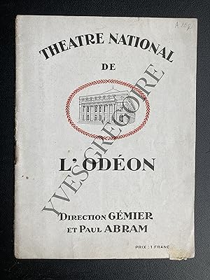 "L'ANE DE BURIDAN" PROGRAMME THEATRE NATIONAL DE L'ODEON AVRIL 1929