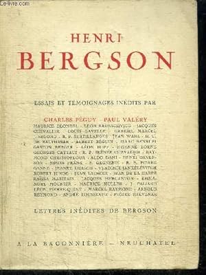 Bild des Verkufers fr HENRI BERGSON - ESSAIS ET TEMOIGNAGES INEDITS - LETTRES INEDITES DE BERGSON zum Verkauf von Le-Livre