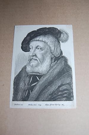 Immagine del venditore per Bearded Man Wearing Fur-Lined Coat and Cap With Feather. Original Etching. venduto da Dark Parks Books & Collectibles