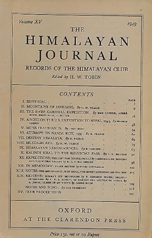 Seller image for The Himalayan Journal. Volume XV. 1949 for sale by Barter Books Ltd
