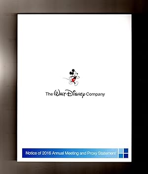 Bild des Verkufers fr The Walt Disney Company - Notice of 2016 Annual Meeting and Proxy Statement. Business History and Ephemera zum Verkauf von Singularity Rare & Fine